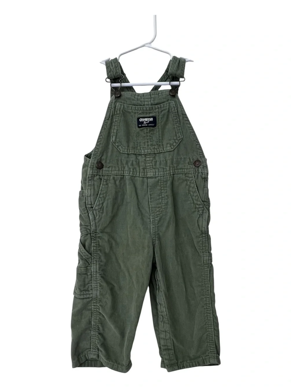 OshKosh B'gosh Olive Green Corduroy Toddler Adjustable Overalls Size 18 Months